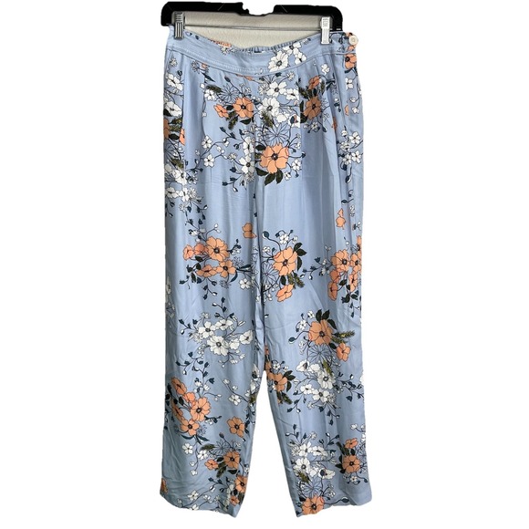 J. Crew Pants - NWT! J. Crew High-Rise Crop Pants in Garden Floral Light Blue 6 Lined Pockets